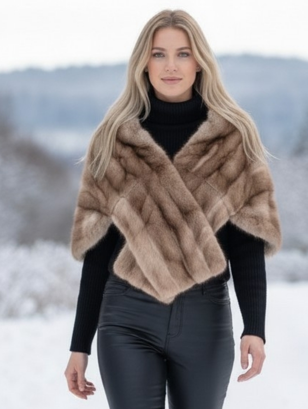 LLOYD'S Brown Beige Mink Shrug with Satin Lining- Perfect Mama's Day gift